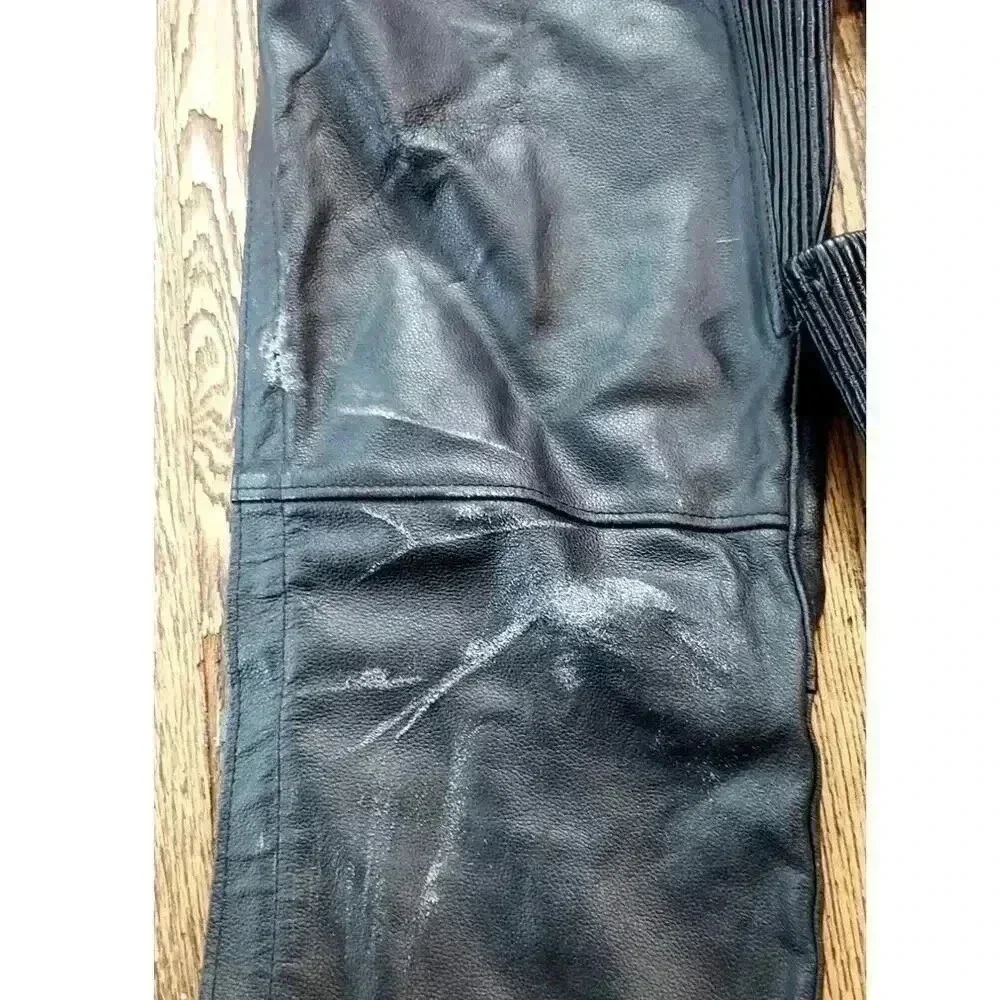 Jafrum genuine leather‎ biker moto full riding chaps size large zip and snaps - Picture 4 of 9